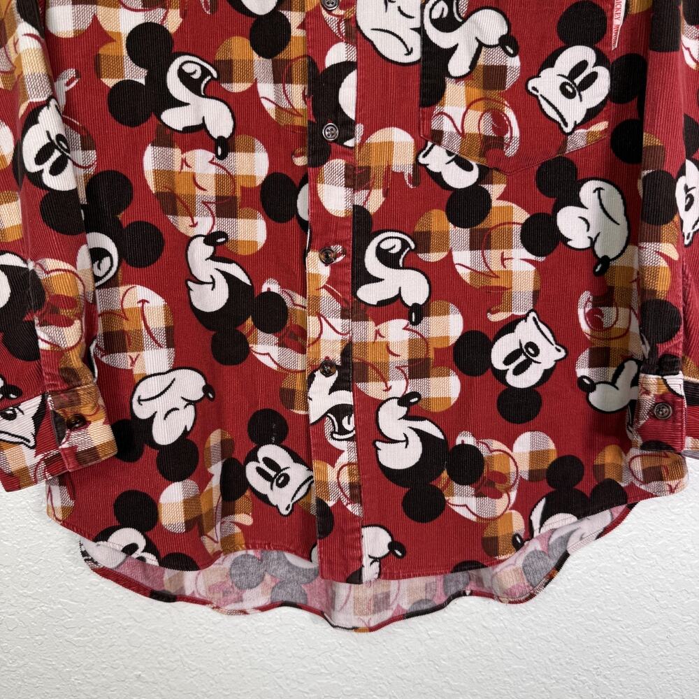 Vintage Mickey Mouse Shirt Womens Corduroy Button Up Top Disney Poppins Grace Co - Picture 6 of 12
